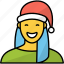 woman, avatar, girl, santa hat, female, happy face 