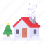 christmas, cabin, holiday, house, christmas tree 