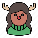 avatar, woman, rudolph, rudolph costume, christmas