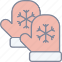 gloves, mitten, snow flakes, winter clothing