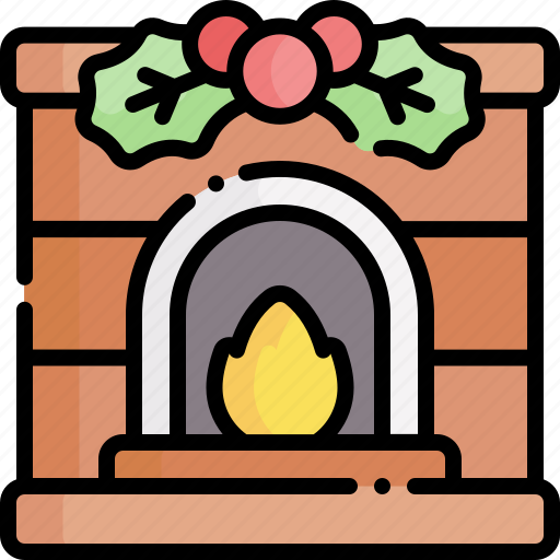 Fireplace, christmas, chimney, living room, mistletoe icon - Download on Iconfinder