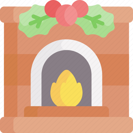 Fireplace, christmas, chimney, living room, mistletoe icon - Download on Iconfinder