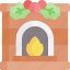 fireplace, christmas, chimney, living room, mistletoe 