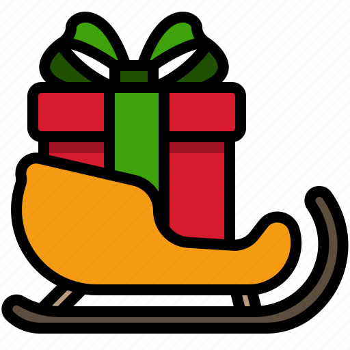 Christmas, sledge, sled, transport, gift, present, winter icon - Download on Iconfinder