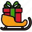 christmas, sledge, sled, transport, gift, present, winter, santa 