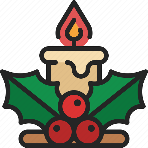 Candle, light, fire, decoration, holly, flame icon - Download on Iconfinder