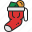 sock, present, santa, decoration, gift, christmas, full 