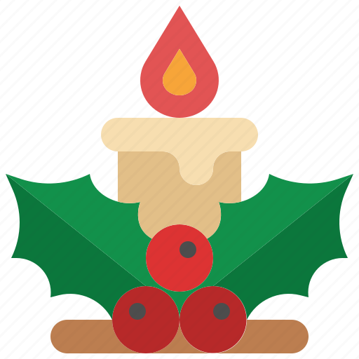 Candle, light, fire, decoration, holly, flame icon - Download on Iconfinder
