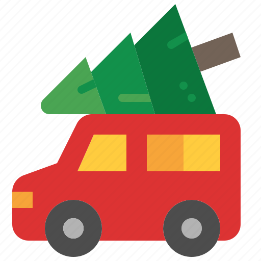 Pine, tree, car, carrying, delivery, transport, christmas icon - Download on Iconfinder