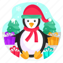 penguin, gift, surprise, present, christmas, celebration, xmas