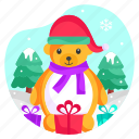 teddy bear, gift, present, surprise, celebration, xmas, party