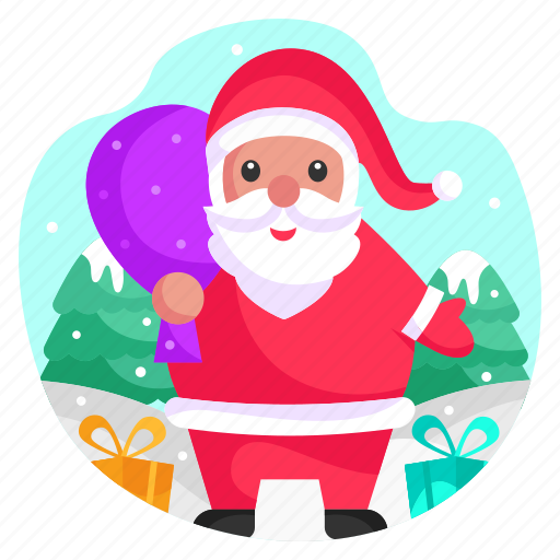Santa claus, surprise, present, gift, xmas, celebration illustration - Download on Iconfinder