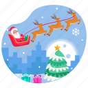 santa claus, sleigh, christmas, winter, reindeer, surprise, gift