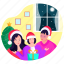 family, gift, christmas, moon, present, xmas