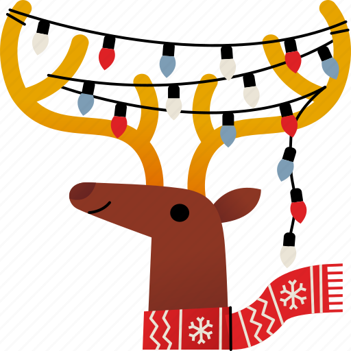 Deer, and, antlers, christmas, lights icon - Download on Iconfinder
