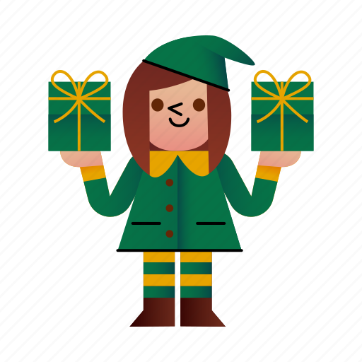 Elf, girl, christmas, gift, elves icon - Download on Iconfinder