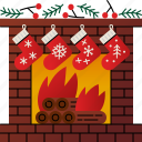 fireplace, christmas, warm, socks, decoration