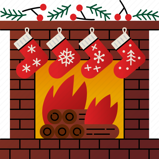 Fireplace, christmas, warm, socks, decoration icon - Download on Iconfinder