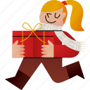 gifts, and, kid, box, christmas, girl