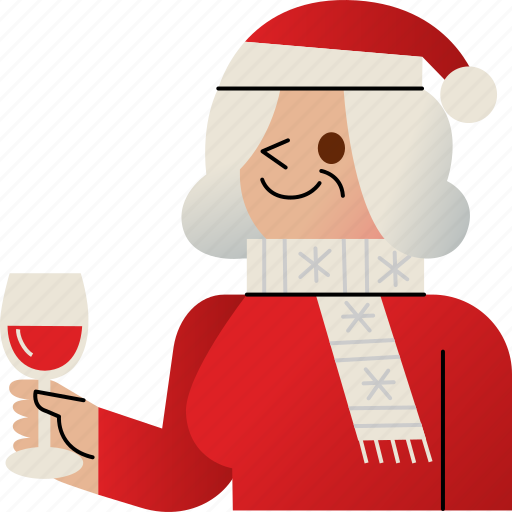 Grandmother, christmas, drink, wine, dinner icon - Download on Iconfinder