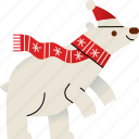 polar, bear, christmas, scarf, winter, hat