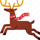 reindeer, deer, christmas, scarf, winter
