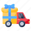 gift van, gift delivery, gift box, delivery truck, present 