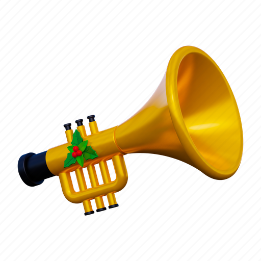 .png, trumpet, musical, festival, party, christmas, winter 3D illustration - Download on Iconfinder