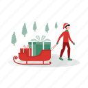 santa, gifts, sleigh, christmas, celebration