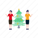 christmas, tree, holidays, girls, celebration