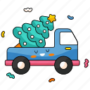 pickup truck, transport, delivery, tree, christmas