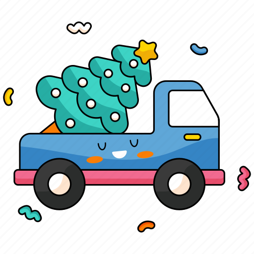 Pickup truck, transport, delivery, tree, christmas icon - Download on Iconfinder