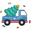 pickup truck, transport, delivery, tree, christmas 