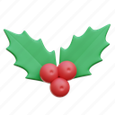 mistletoe, cherry, ornament, christmas 