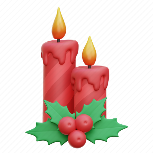 Christmas, candle, light, decoration 3D illustration - Download on Iconfinder