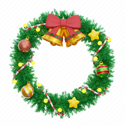 Christmas, wreath, garland, decoration, ornament 3D illustration - Download on Iconfinder