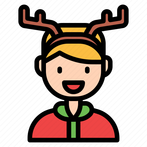 Reindeer, antlers, boy, man, avatar icon - Download on Iconfinder