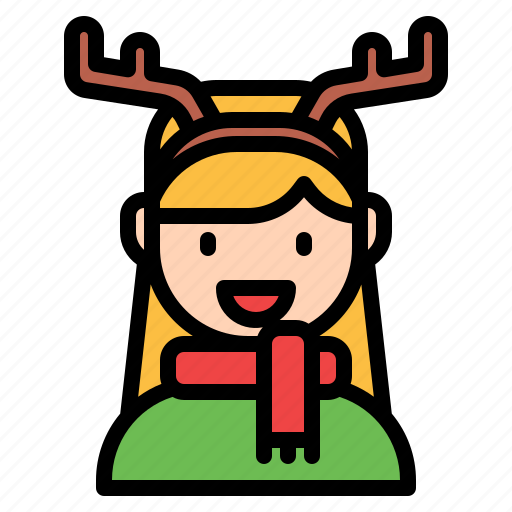 Reindeer, woman, antlers, girl, avatar icon - Download on Iconfinder