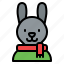 rabbit, bunny, pet, easter, christmas, scarf, avatar, animal 