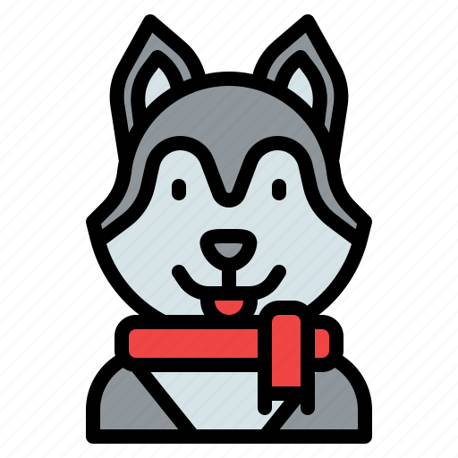 Siberian, husky, avatar, scarf, animals, dog icon - Download on Iconfinder