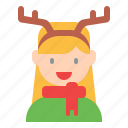 reindeer, woman, antlers, girl, avatar