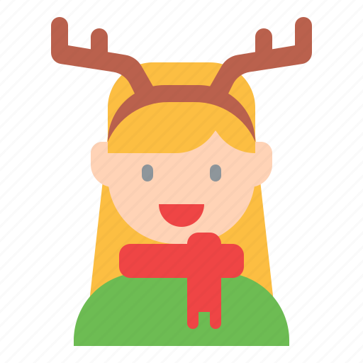 Reindeer, woman, antlers, girl, avatar icon - Download on Iconfinder
