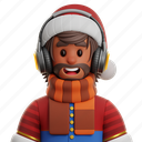 man, with, headphone, man with headphone, shawl, scarf, fashion with headphone, character, christmas 