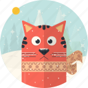 cat, celebration, christmas, forest, scarf, snow, xmas
