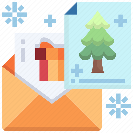 Envelope, christmas, gift, greetings, card, pine, tree icon - Download on Iconfinder