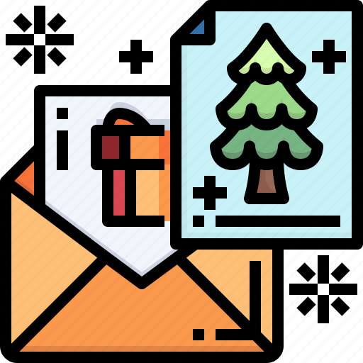 Gift, greetings, tree, card, christmas, envelope, pine icon - Download on Iconfinder