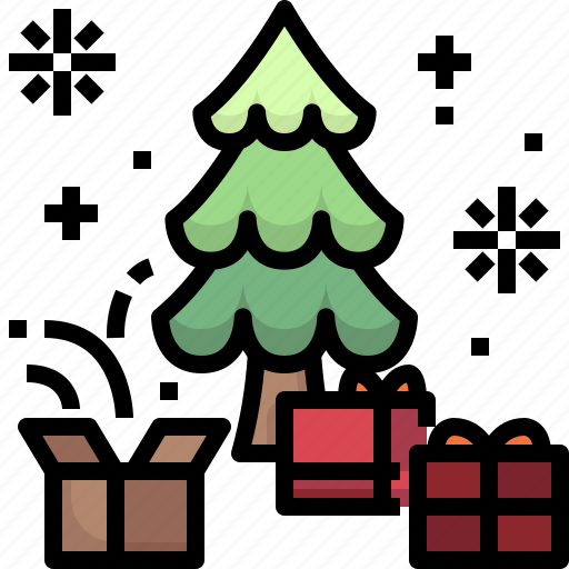 Decoration, gift, box, tree, christmas, pine icon - Download on Iconfinder