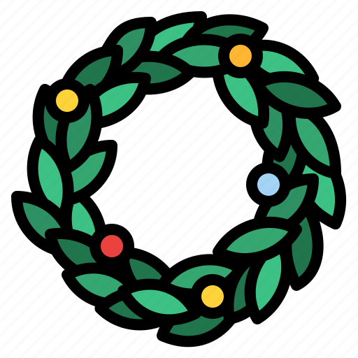 Wreath, christmas, decoration, holiday, ornaments, leaves icon - Download on Iconfinder