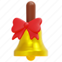 handbell, christmas, bell, bow, decoration, xmas, 3d 