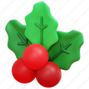 mistletoe, holly, christmas, xmas, decoration, ornament, nature, 3d 